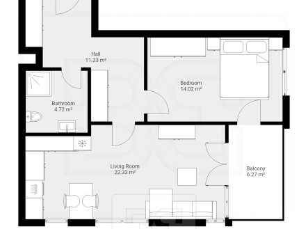 Pronájem bytu, 2+kk, 55 m²