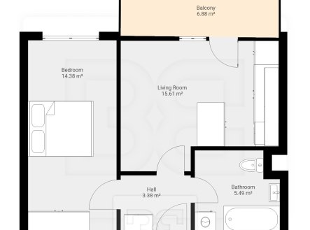 Pronájem bytu, 2+kk, 40 m²