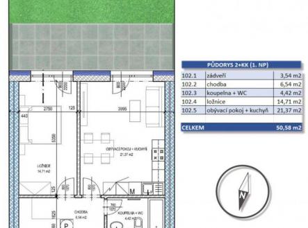 Prodej bytu, 2+kk, 51 m²