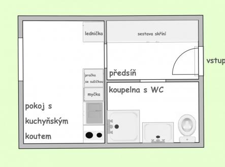 Pronájem bytu, 1+kk, 21 m²