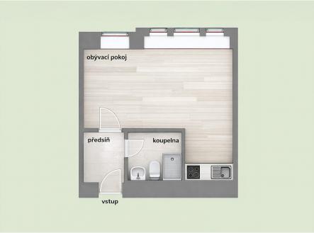 Pronájem bytu, 1+kk, 34 m²