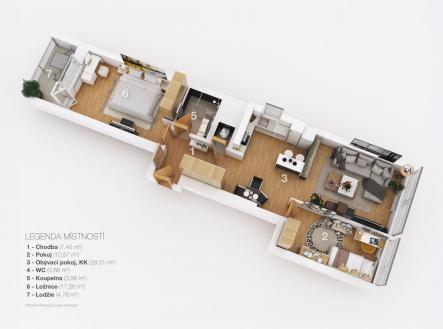 Pronájem bytu, 3+kk, 73 m²