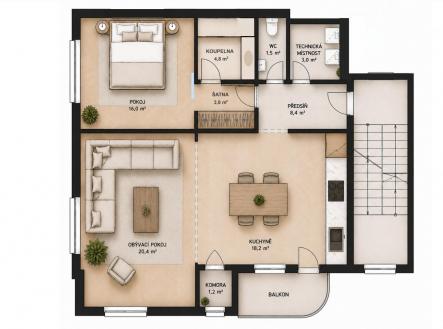 Pronájem bytu, 2+1, 80 m²