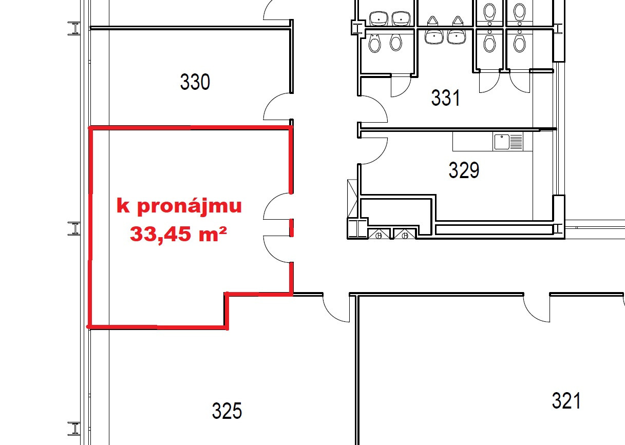 Pronájem kanceláře 33,45 m2 ulice Sokolovská