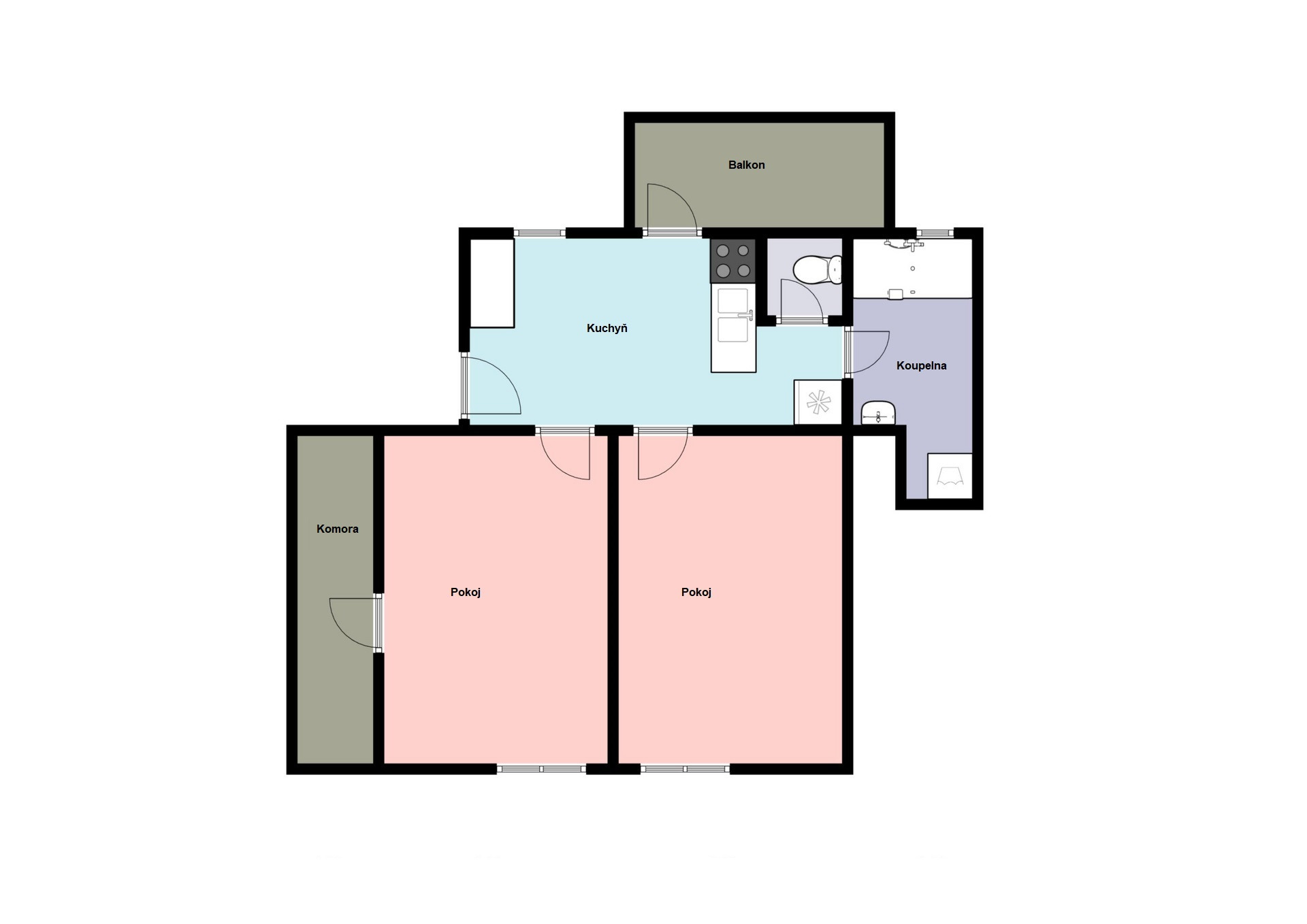 Pronájem bytu 2+1/B, 54 m2, Říčany, ul. Legií.