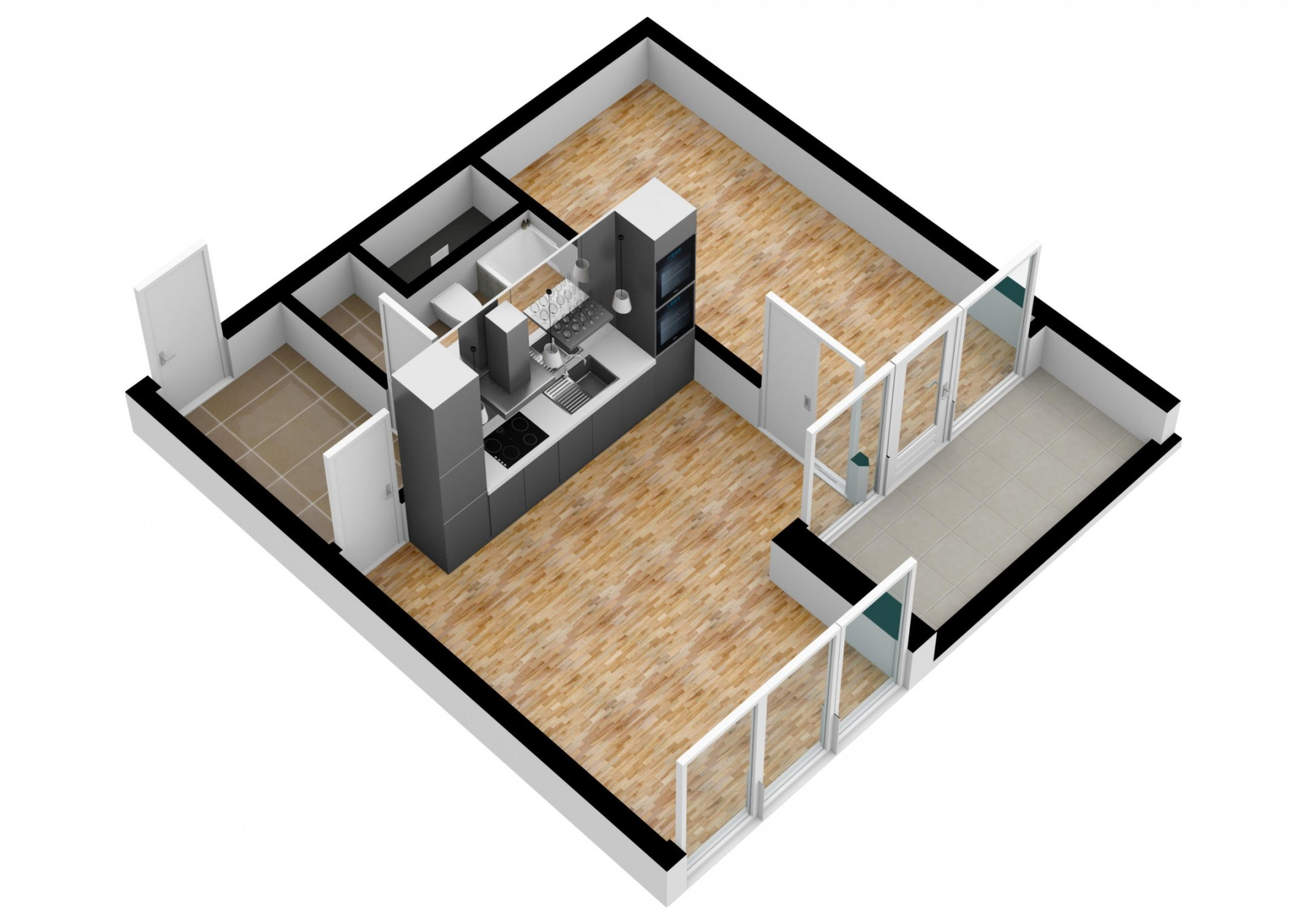 Pronájem bytu 2+kk/B, 46 m2 + 5 m2 balkon, ulice Breitfeldova, Praha 8 – Karlín.