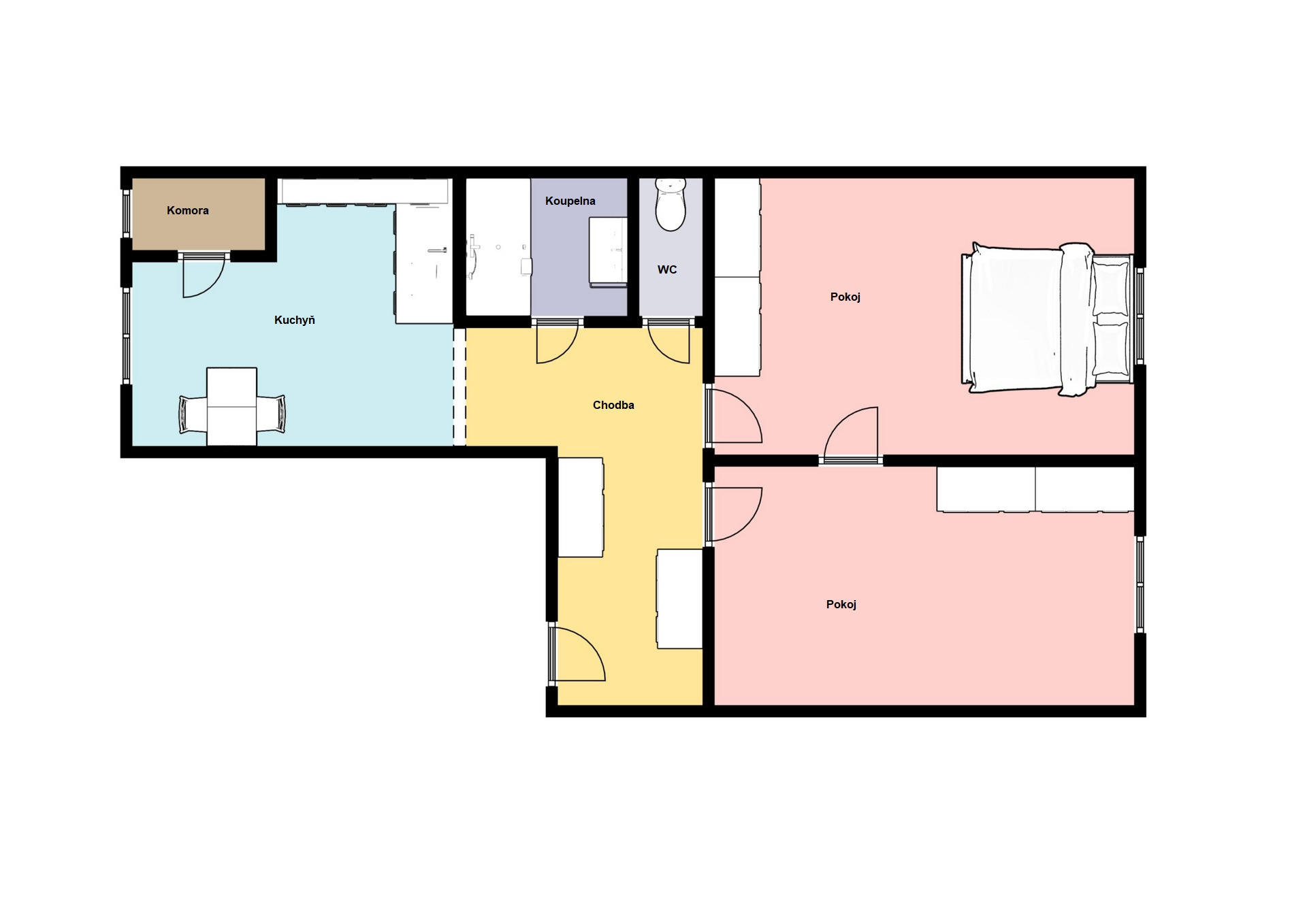 Pronájem bytu 2+1, 55 m2, Liberec, Revoluční
