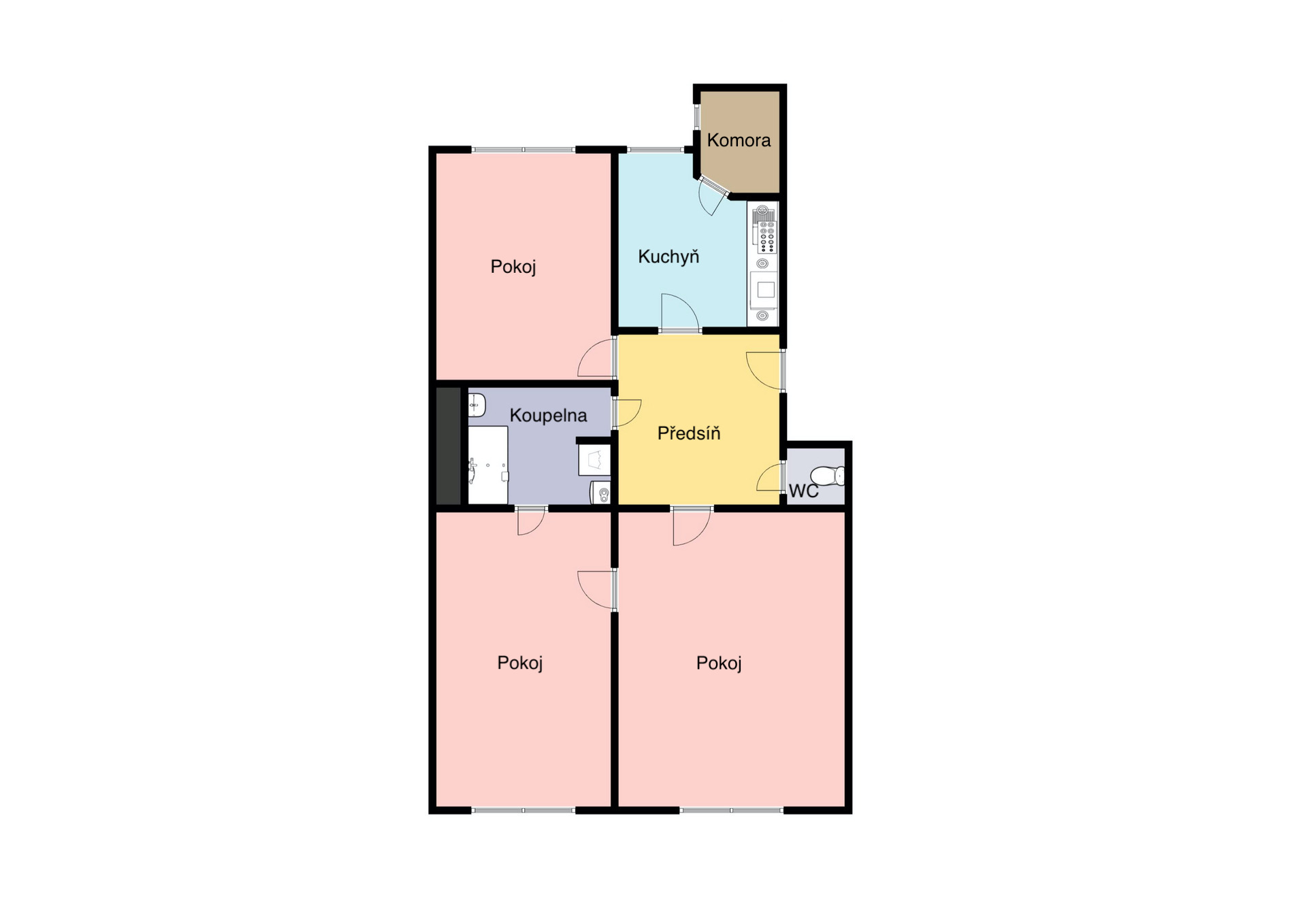 Pronájem bytu 3+1, 84 m2, Praha 5 - Smíchov, Holečkova