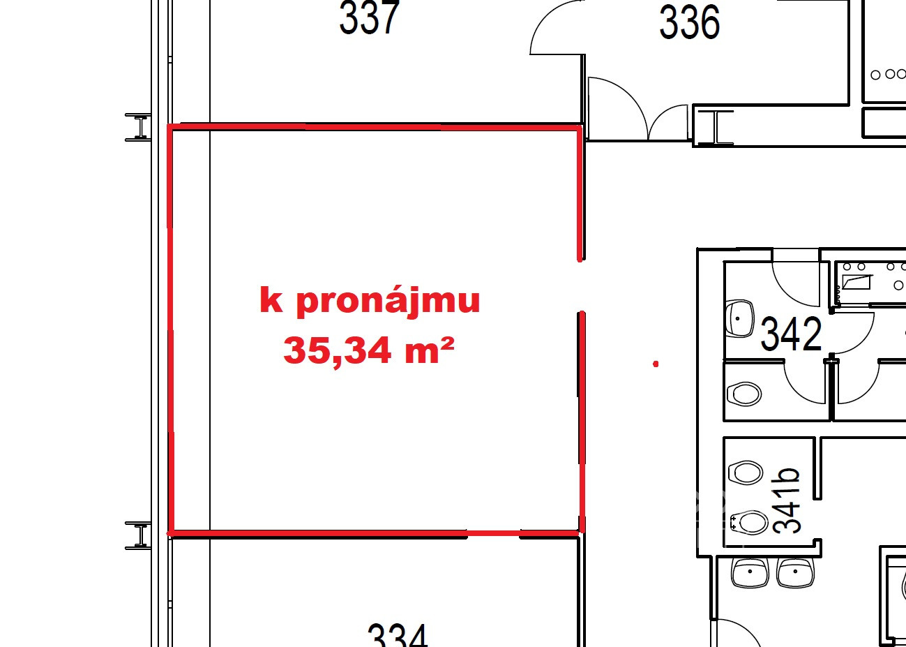 Pronájem kanceláře 35,34 m2 ulice Sokolovská