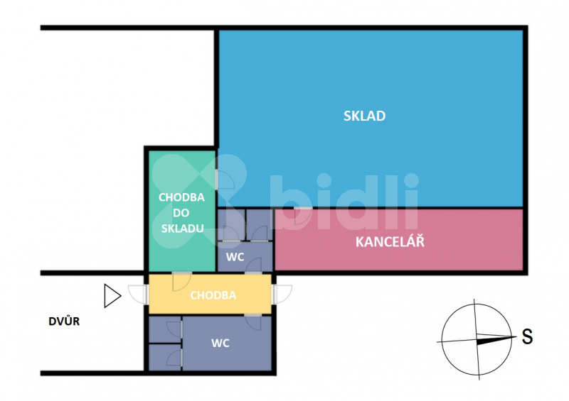 Pronájem skladu s kanceláří, celkem 80 m2 - ul. Tyršova, Kuřim