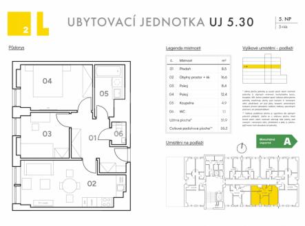 Prodej bytu, 3+kk, 55 m²