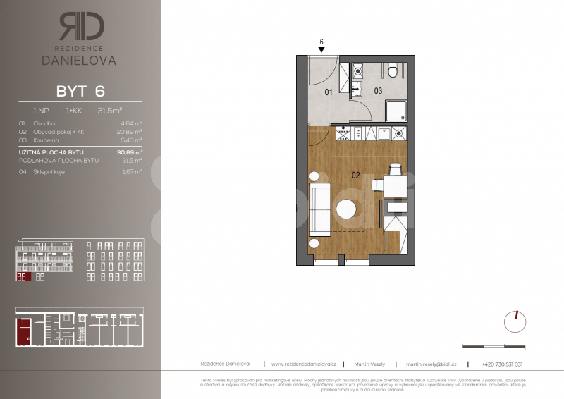 Prodej nového bytu 1+kk, 32 m2, Praha Čakovice