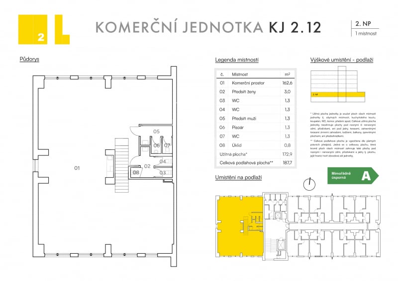 Prodej jednotky v developerském projektu o ploše 173 m2, ul. Koupelní, Hodonín