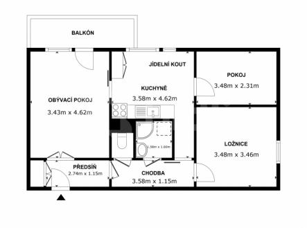 Prodej bytu, 3+1, 61 m²