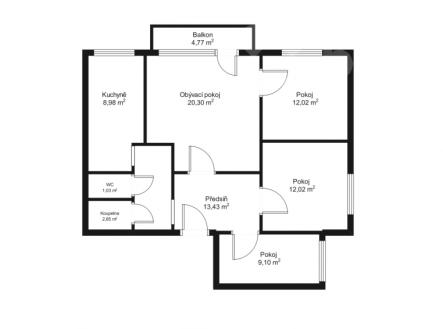 Prodej bytu v 4/7NP - 4+1, 80m2, balkón 5 m2, sklep 2m, Brno - Líšeň