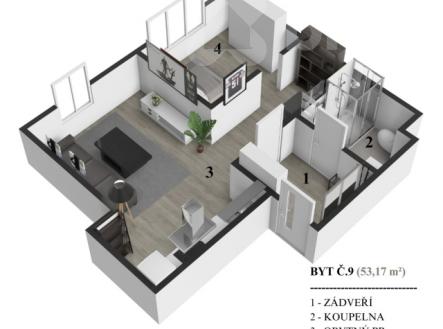 Pronájem bytu, 2+kk, 53 m²