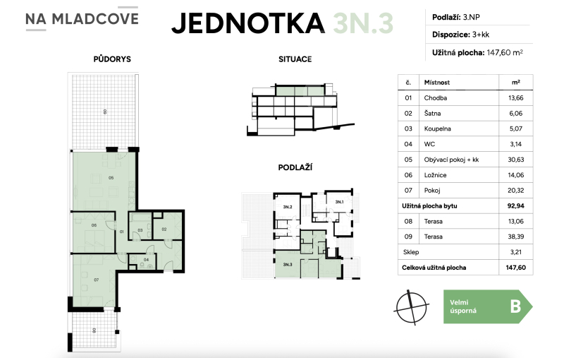 Prodej bytu 3N3, 3+kk 148 m2, dvě terasy, sklep, Zlín, Mladcová