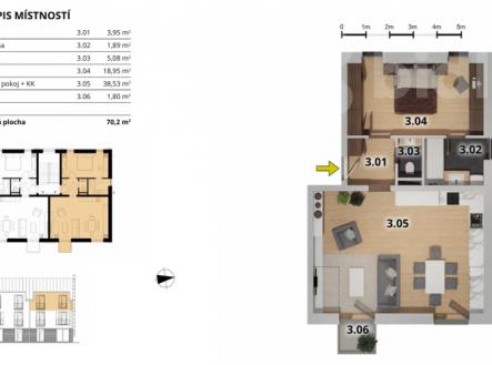 Prodej bytu, 2+kk, 70 m²