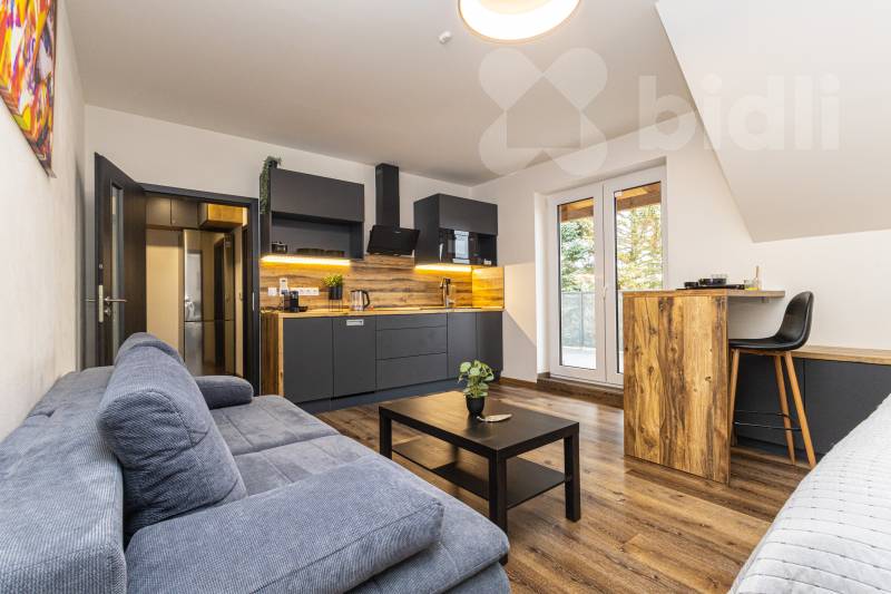 Nabídka prodeje apartmánového bytu 1+kk 37m2 s terasou 28m2. Vrbno pod Pradědem.