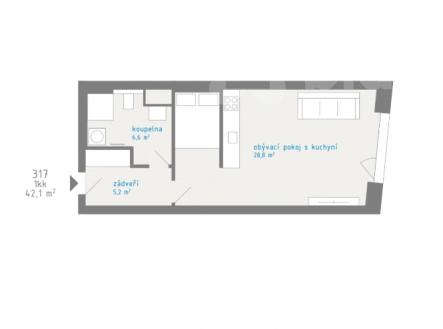 Prodej bytu, 1+kk, 42 m²