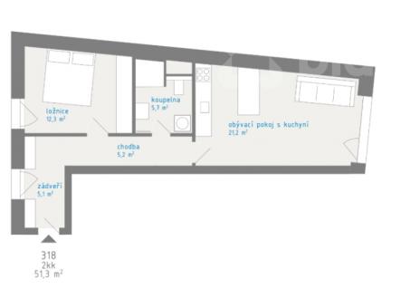 Prodej bytu, 2+kk, 51 m²