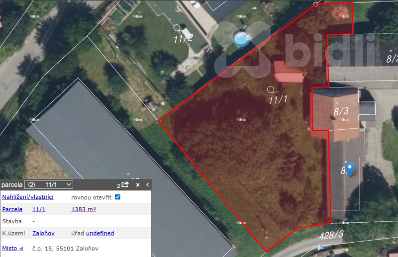 Prodej pozemku 1383m2 pro bydlení - Zaloňov