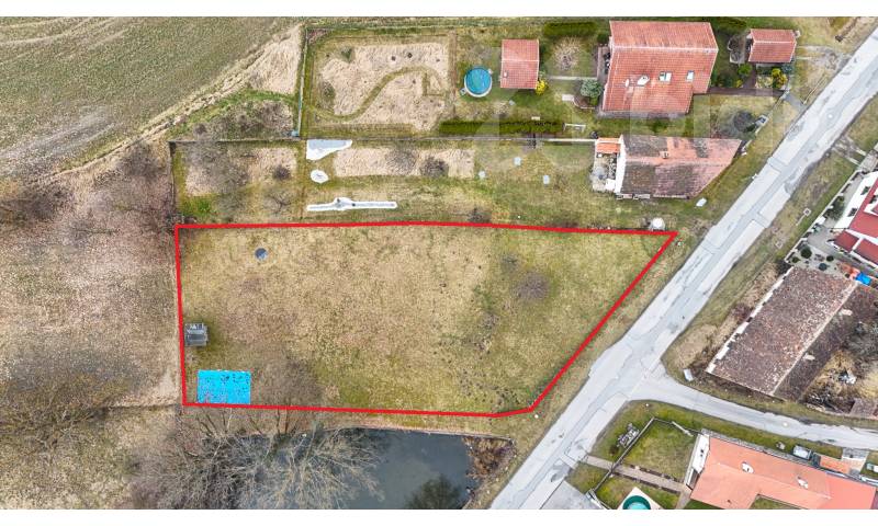 Prodej stavebního pozemku 1627 m2, obec Pištín, České Budějovice