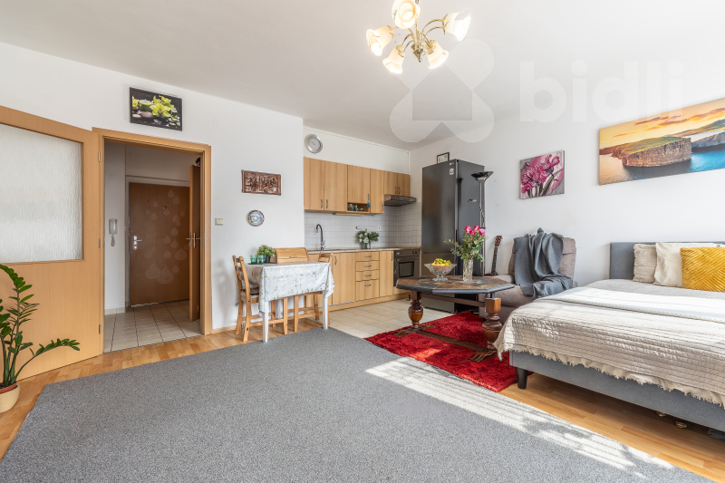 Světlá garsonka s balkonem u Hostivařského lesoparku