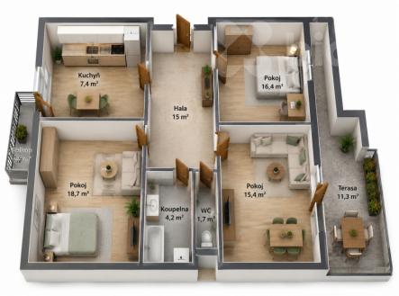 Pronájem bytu, 3+1, 108 m²