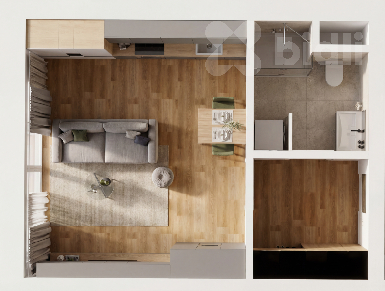 Světlý byt 1+kk, 29 m2, Plzeň