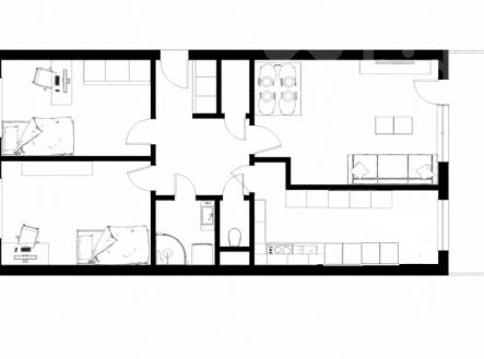 Prostorný byt 3+1, 71 m2, + zasklená lodžie 7m, Praha 4 - Michle