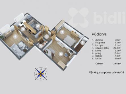 Prodej bytu 3+1, 78 m2, DV, Jirkov, ul. Pionýrů
