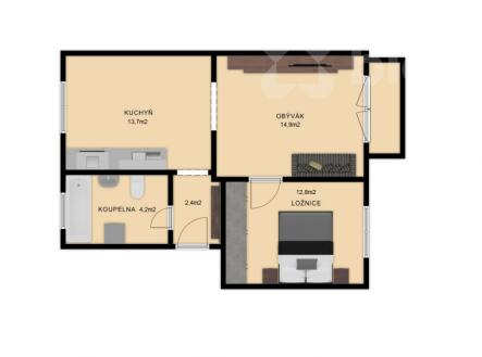 Pronájem bytu, 2+1, 50 m²