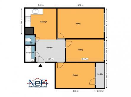 Prodej bytu, 3+1, 62 m²