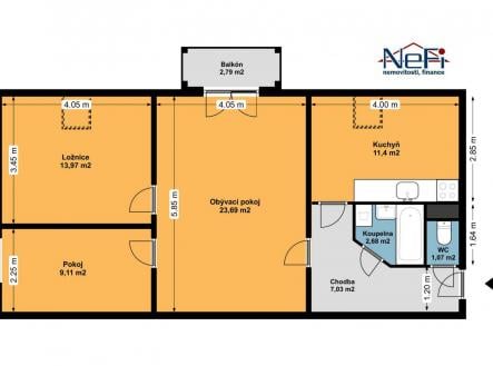 Prodej bytu, 3+1, 69 m²