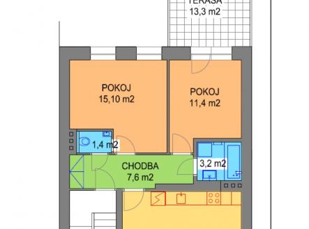 Pronájem bytu, 3+kk, 61 m²