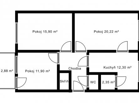 Prodej bytu, 3+1, 77 m²