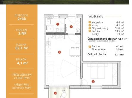 Prodej bytu, 2+kk, 55 m²