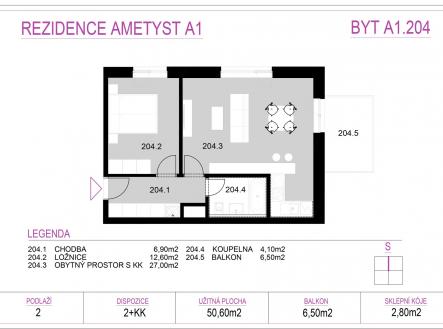 Prodej bytu, 2+kk, 59 m²