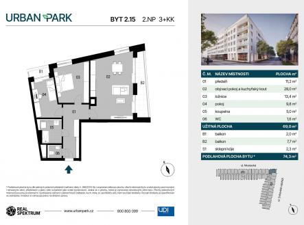 Prodej bytu, 3+kk, 74 m²
