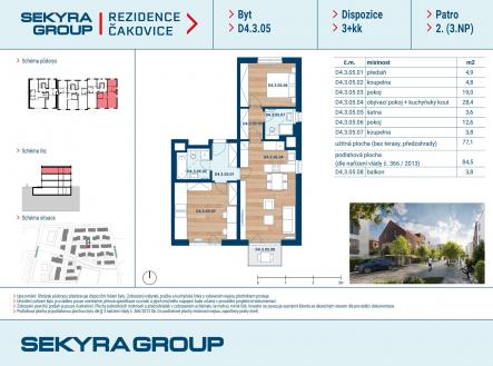 Prodej bytu, 3+kk, 77 m²