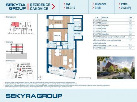 Prodej bytu, 3+kk, 72 m²