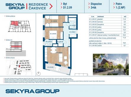 Prodej bytu, 3+kk, 72 m²