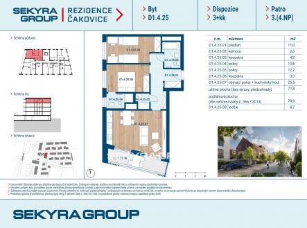 Prodej bytu, 3+kk, 71 m²