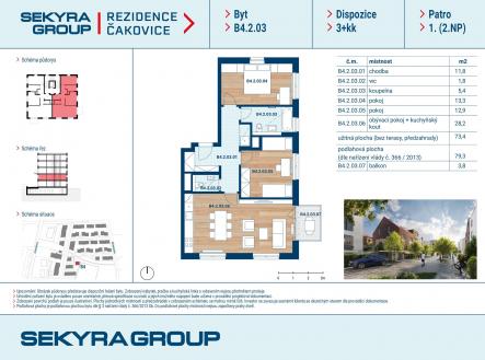 Prodej bytu, 3+kk, 73 m²