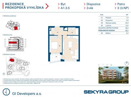 Prodej bytu, 2+kk, 46 m²