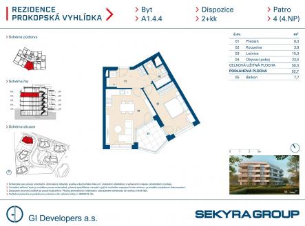Prodej bytu, 2+kk, 50 m²