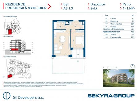 Prodej bytu, 2+kk, 47 m²