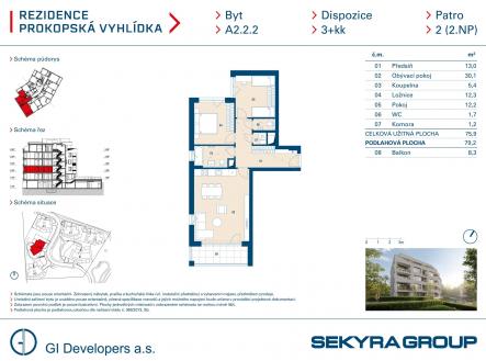 Prodej bytu, 3+kk, 76 m²
