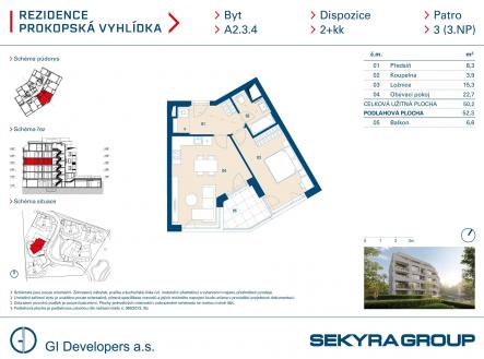 Prodej bytu, 2+kk, 50 m²